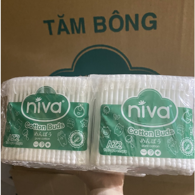 Tăm Bông Niva Túi 200 Que Thân Nhựa Dành Cho Người Lớn AZ3