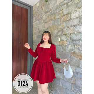 Đầm nhung cổ vuống D12A