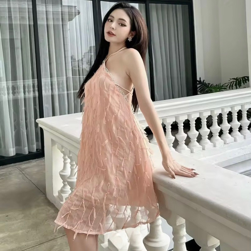 (SALE 85% hàng mới về🔥)TKQC CC ĐẦM YẾM LÔNG DÁNG XOÈ HỞ LƯNG CAM KẾT 💯CHẤT LÔNG MỊN NHƯ HÌNH CÓ MÚT NGỰC ĐEN/TRẮNG/HỒNG