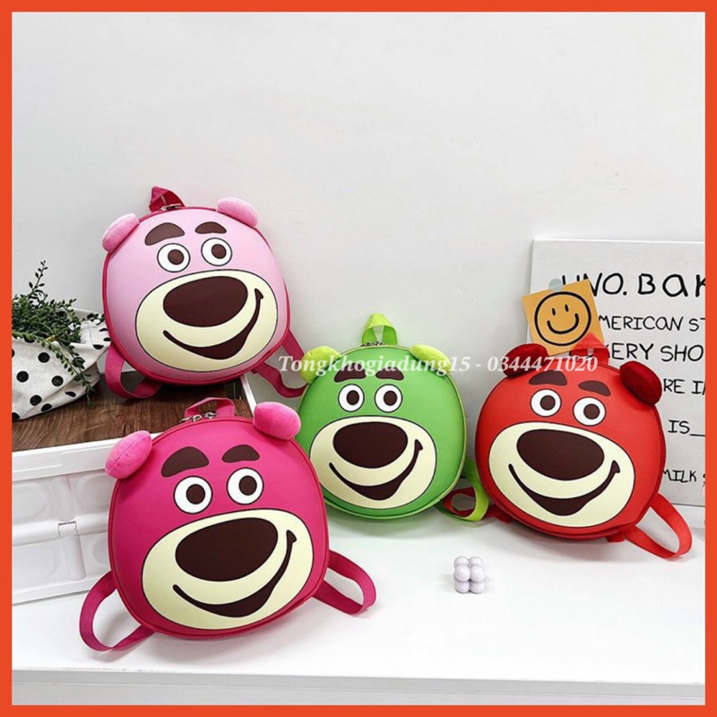Balo Mầm Non, Cặp Sách Balo Trứng Mẫu Gấu Dâu Lotso Bear Nhiều Màu Cho Bé Học Mẫu Giáo