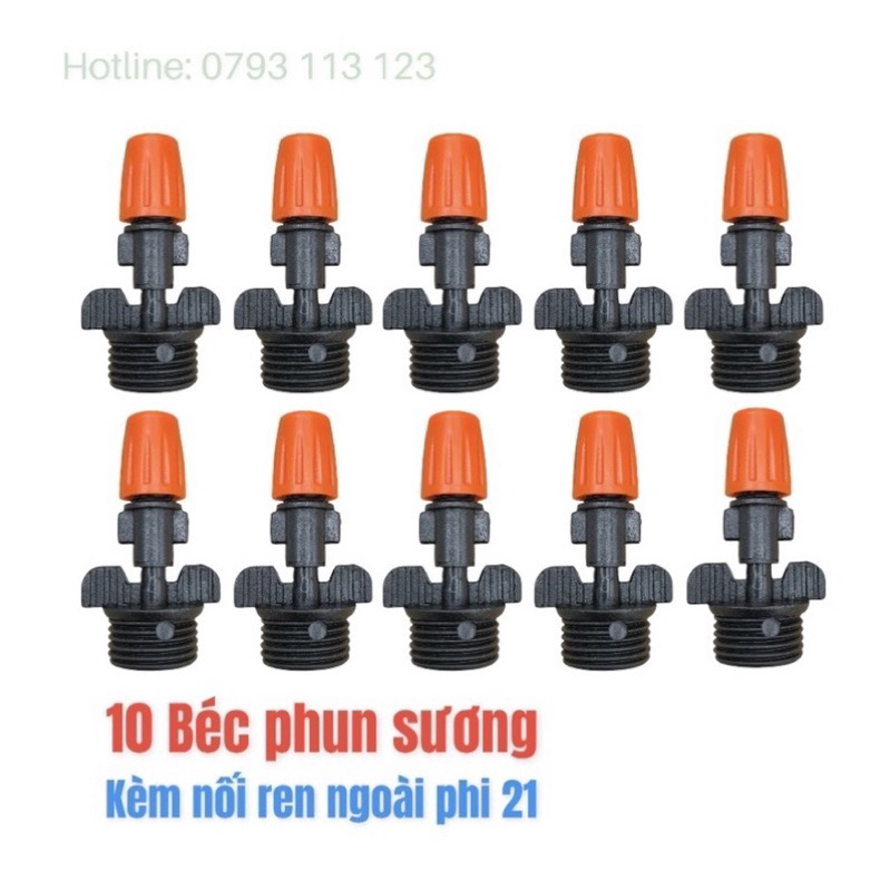10 Bộ Đầu Béc Phun Sương Kèm Đầu Nối