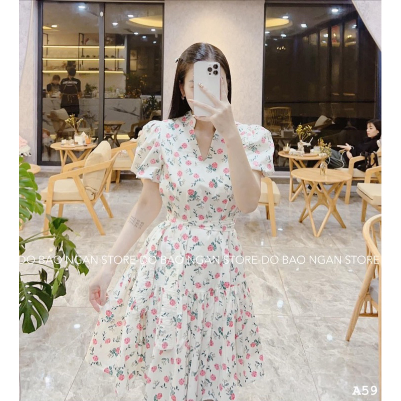 💥sỉ💥 VÁY HOA CỔ V có khoá cho con ti