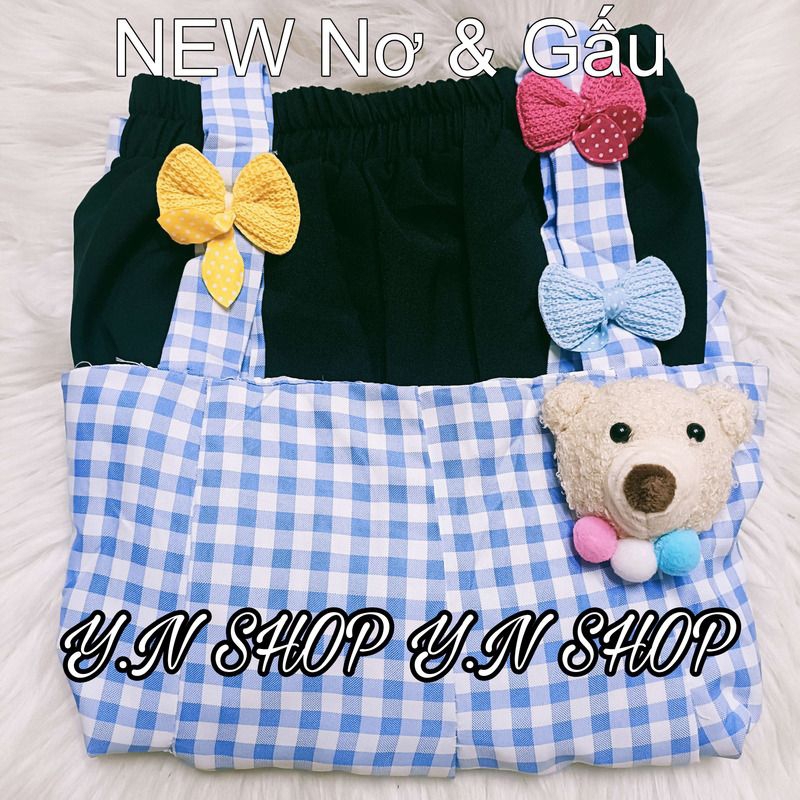 Set Babydoll Caro 2s Đính Hoa Và Gấu Kèm Quần Short Siêu Đáng Iu