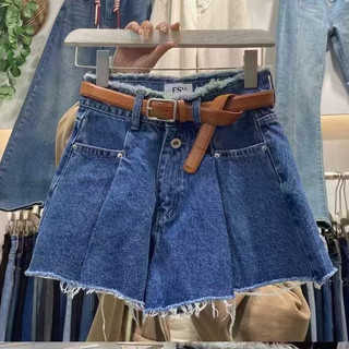 Quần short jean xòe rách line kèm belt 6525 , The Peace