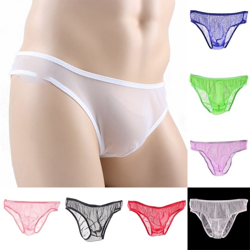 Quần lót nam tam giác lưới trong suốt xuyên thấu free size 45-65kg