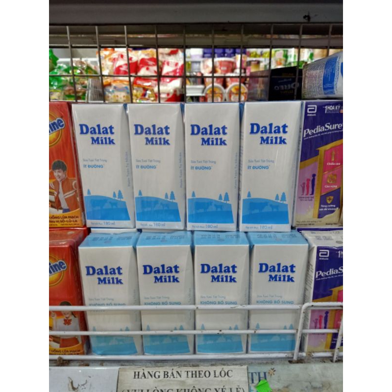 Lốc sữa Đà Lạt Milk 180ml × 4 hộp ( Có Đường / Ít Đường / Không Đường)