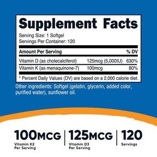 [KEYGYM] Nutricost Vitamin D3K2 120 Viên, Tăng Sức Đề Kháng, Bổ Xương Khớp - KEYGYM