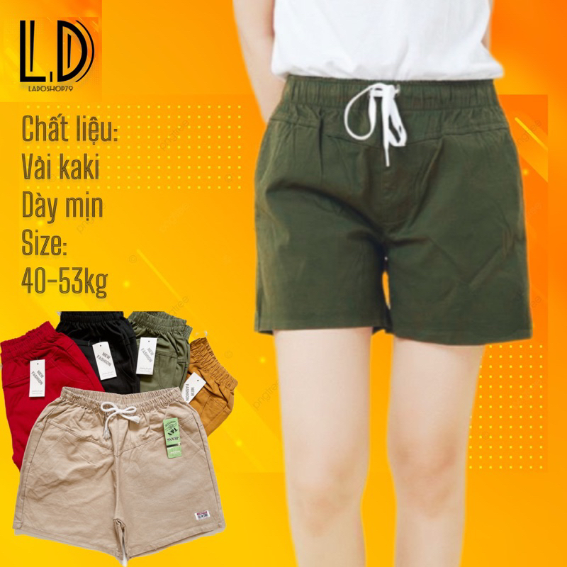 Quần đùi nữ vải kaki lưng thun co giãn thoải mái