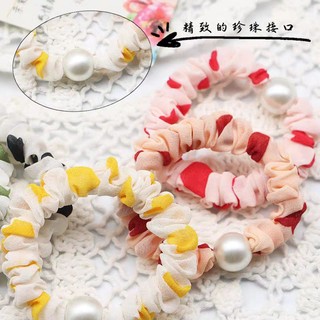 Đẹt ti ny dây buộc tóc/cột tóc hoạ tiết chấm bi đính ngọc xinh xắn