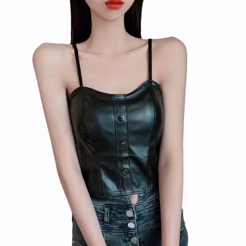 Áo bra 2 dây nữ bọc da 3 khuy có đệm ngực chun lưng