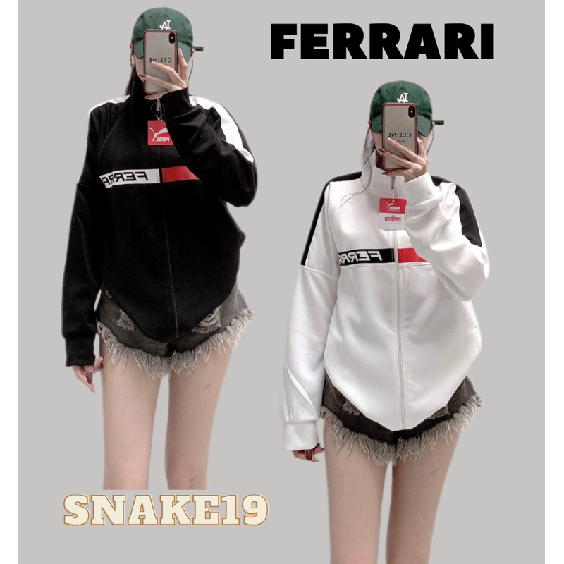 (CHÍNH CHỦ ) Áo khoác thun lạnh umi in chữ Ferrari form rộng nam nữ Unisex(NQ002)