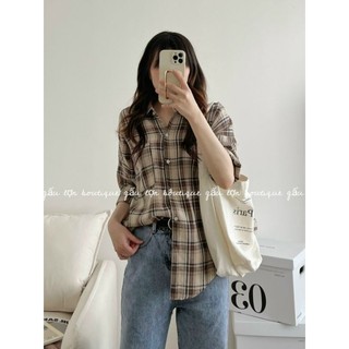 áo sơ mi kẻ caro chất thô dạ hàn quốc