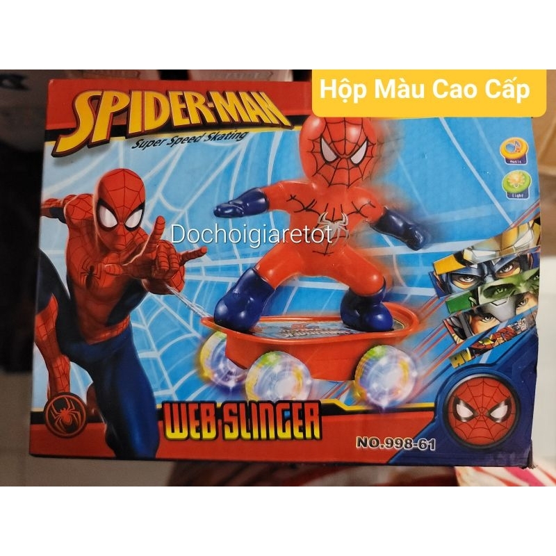 Đồ chơi siêu nhân người nhện spider-man lướt ván có nhạc và đèn (hộp)