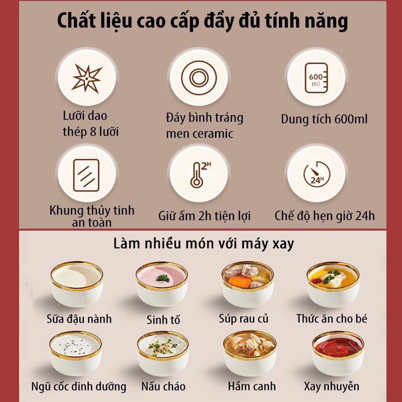 Máy Làm Sữa Hạt Đa Năng, Máy Xay Nấu Sữa Hạt GUESMI XIAOMI Dung tích 600ml  - 1000ml
