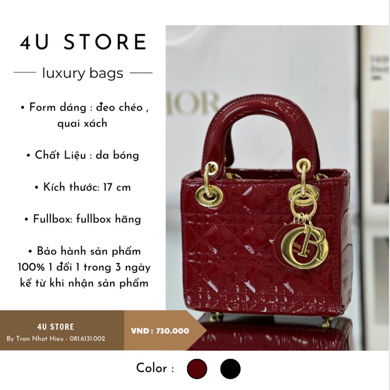 Túi quai xách Dior lady mini size 17cm chất da bóng fullbox
