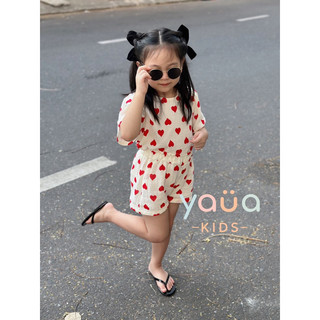 Yauakids - Set trái tim muslin bé gái