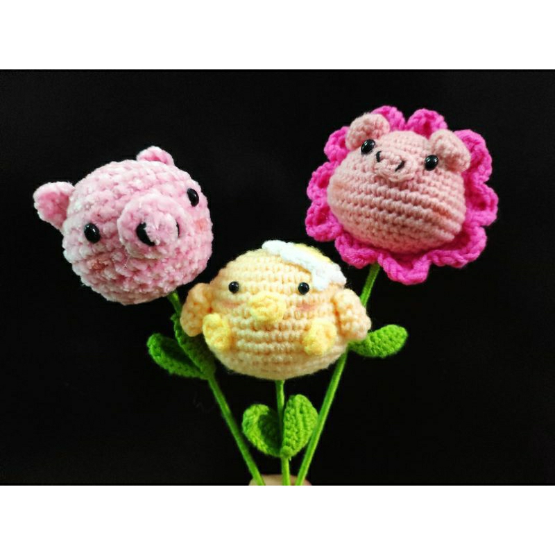 Móc Khoá Len, Hoa Đầu Thú Handmade