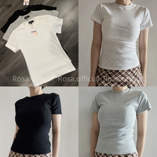 Áo thun babytee thun gân cổ tròn basic Rosa
