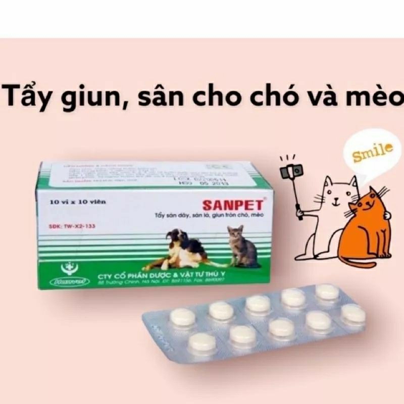 1 vỉ 10 viên s a n p.et tẩ y jun chó mèo