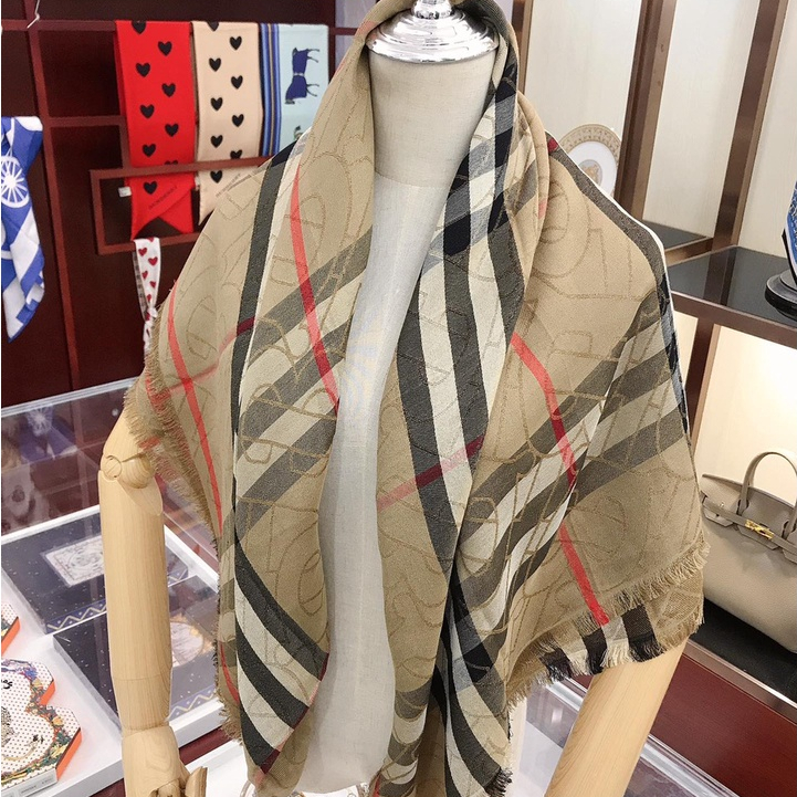 Khăn lụa đũi dệt kim tuyến nhãn hiệu B, khăn choàng bản dài 90x180cm - Hàng có sẵn