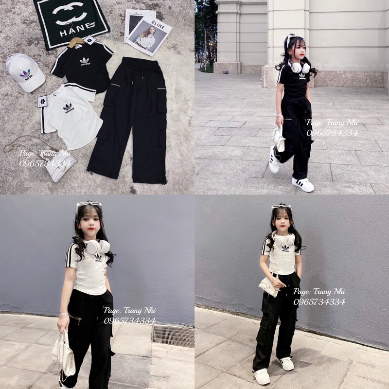Set áo das + quần kaki túi hộp ống rộng dáng suông dài cho Bé size đại 17kg -41kg