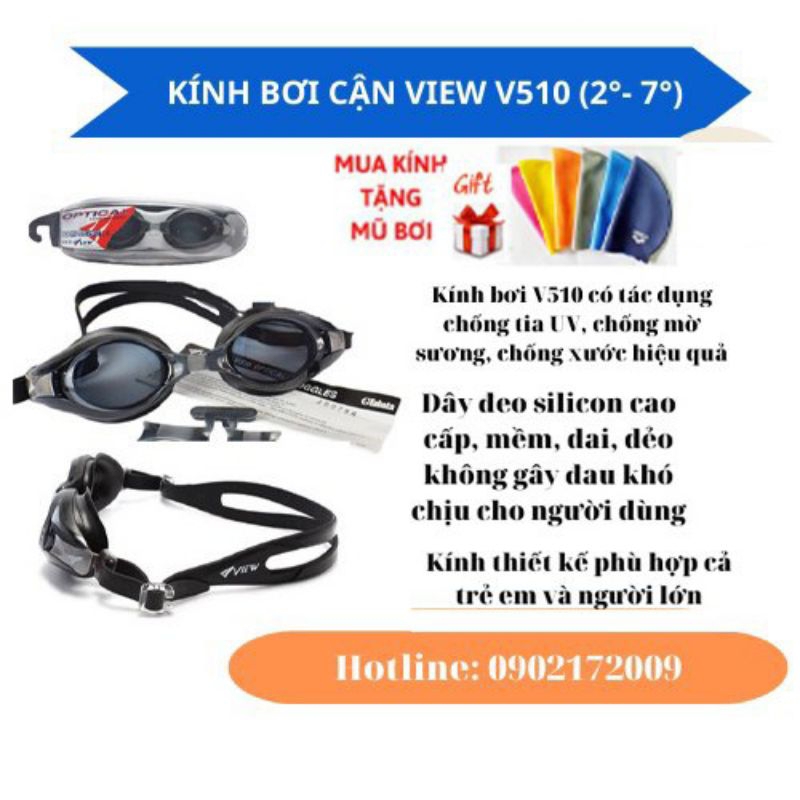 Kính bơi cận View V510 ( cận từ 2 đến 7°)