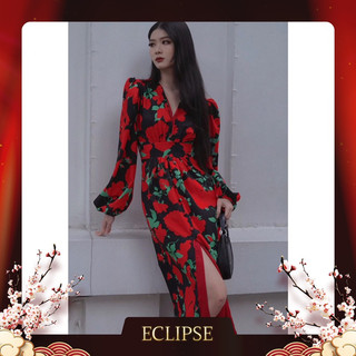 Váy In Hoa Hồng Xẻ Tà Eclipse Clothing