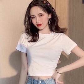 Áo Croptop Thun Trơn Madela Tay Ngắn Chất Thun Co Giãn, Croptop Cổ Tròn Dáng Ôm Thời Trang Hàn Quốc