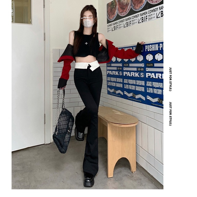 Quần ống loe cạp gấp ,chất vải umi mềm mịn,mặc cực đẹp K3