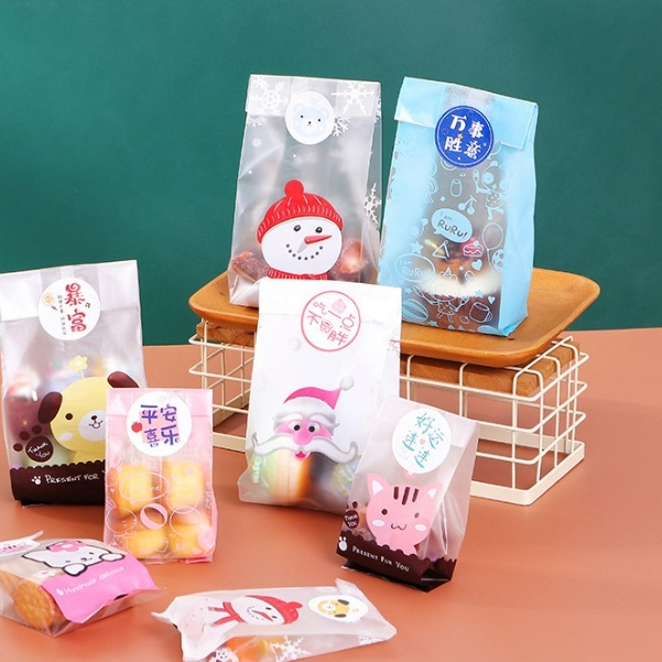 Set 50 bao đựng bánh kẹo, túi gập miệng và mẫu túi dây nơ buộc siêu dễ thương-túi đẹp giá rẻ