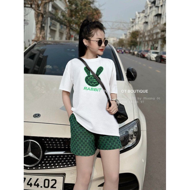 [ 𝐅𝐑𝐄𝐄 𝐒𝐇𝐈𝐏 ] Set áo xốp dập nổi thỏ Rabit mix quần sooc Gucci Áo xốp dập nổi QC cao cấp, hoạ tiết Gucci chuẩn mẫu, hình