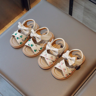 Giày sandal nơ thêu bông quai chéo mã D36
