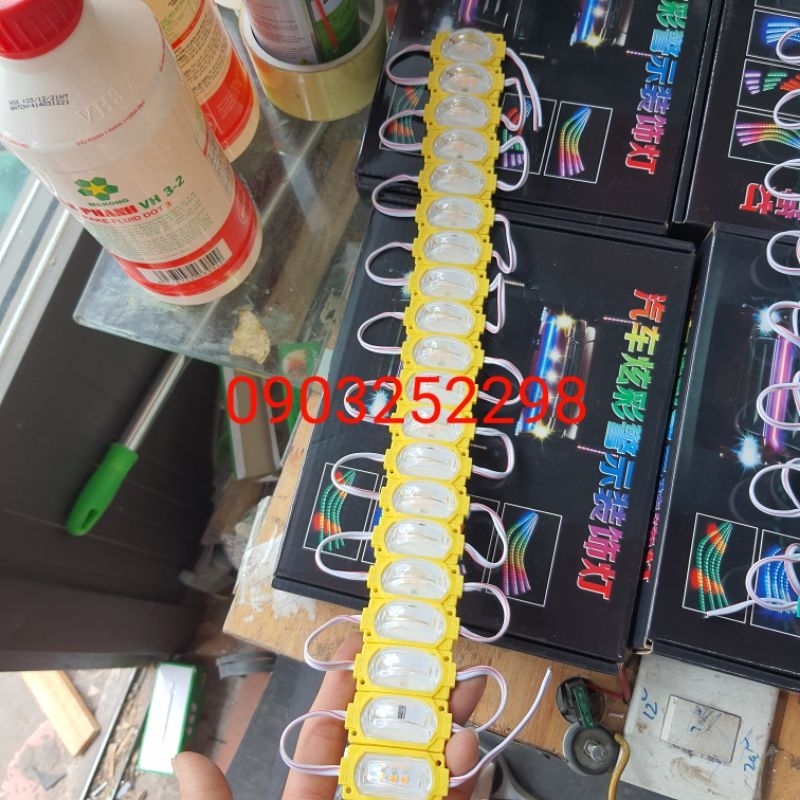 Led ga lăng , led hắt sườn xe vỉ 20 hoặc 10 bóng các màu 12v 24v mắt trâu siêu đẹp loại mắt trâu