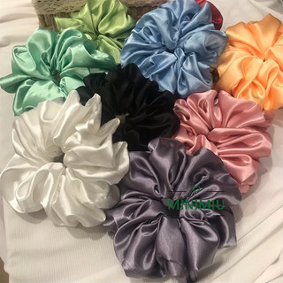 Dây buộc tóc Scrunchies handmade vải phi bóng lụa màu pastel Cột tóc vải scrunchie