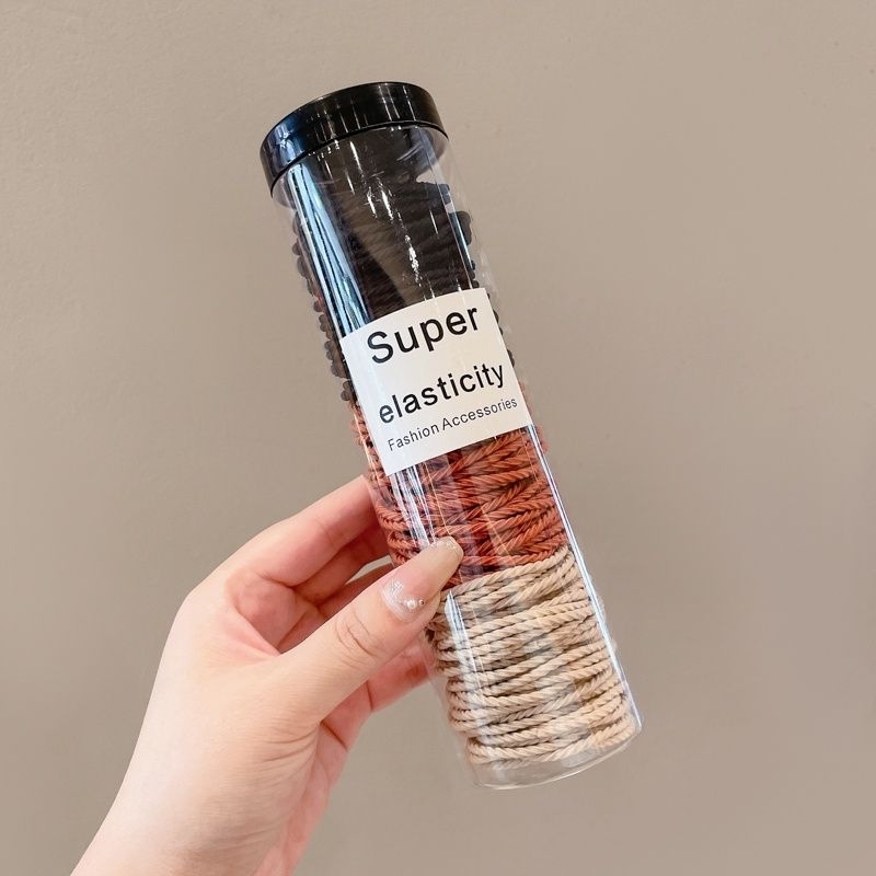 Hộp 100 thun buộc tóc nữ nhiều màu trơn cao cấp bền bỉ tiện lợi