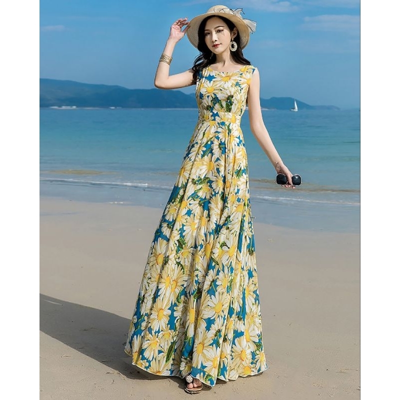 ĐẦM MAXI XÒE HOA SÁT NÁCH 2099