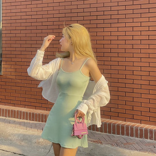 Đầm thun tăm 2 dây dáng xòe nhiều màu pastel - Basic dress