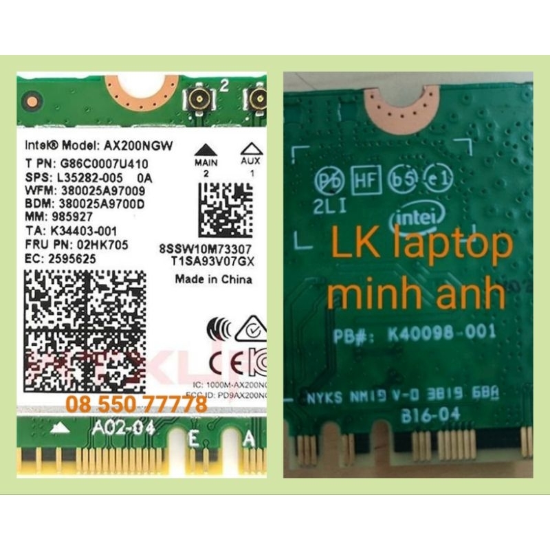 card wifi AX 200 sử dụng cho laptop dell loại AX200NGW