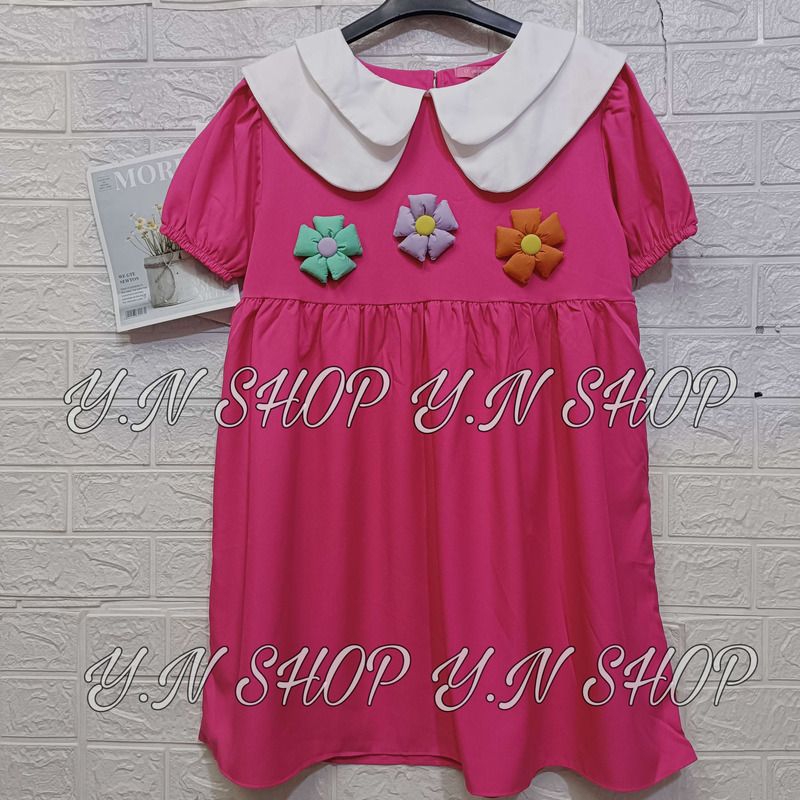 A23 Đầm Babydoll Đính Hoa Nổi Dáng Xoè Siêu Cute Màu Sắc Tươi Tắn, Trẻ Trung