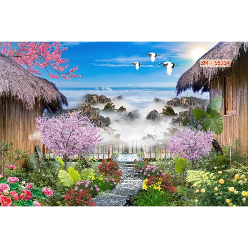 Tranh dán tường 3d tranh sơn thủy in khổ lớn lh z@lo:0.9.6.7.9.5.9.3.9.9