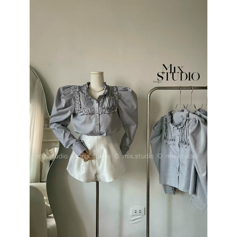 Sơmi kẻ tay bồng siêu xinh