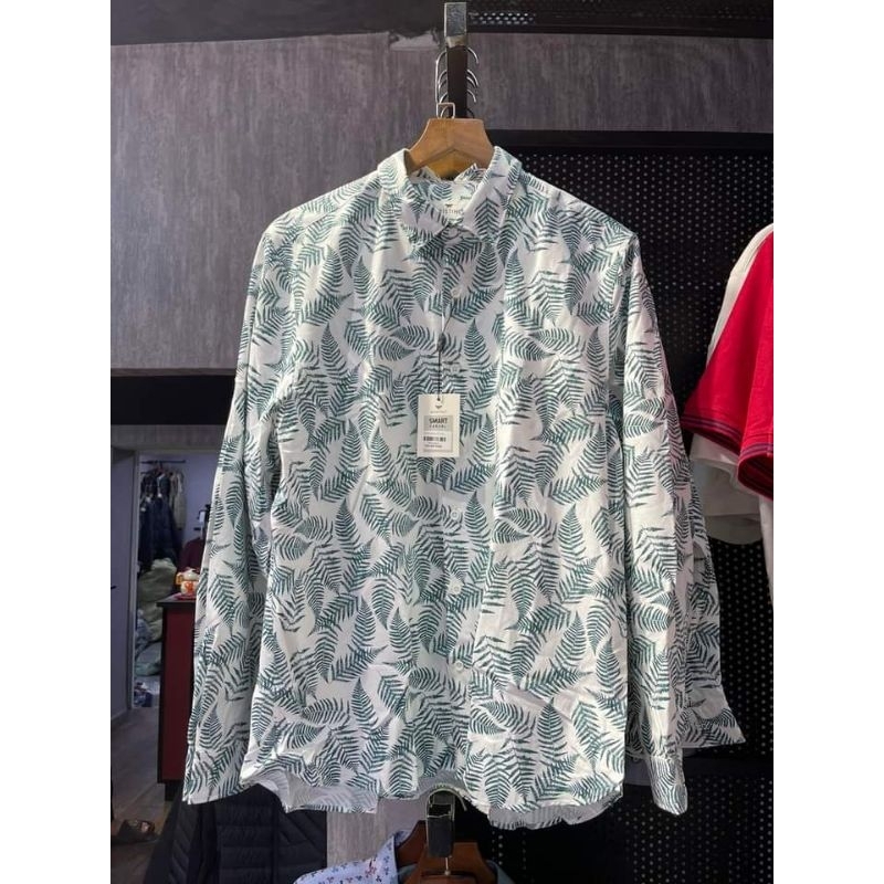 Áo sơ mi nam dài tay Aristino from rộng hoạ tiết ấn tượng chất cotton