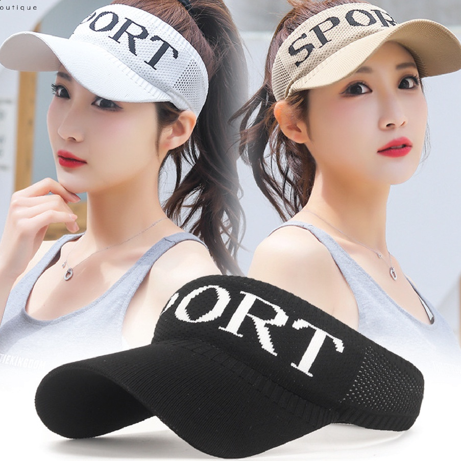 Mũ lưỡi trai nữ Sport nửa đầu kiểu dáng thể thao - Nón kết vải chống nắng tập thể dục chạy bộ - Mũ hở chóp len Sport
