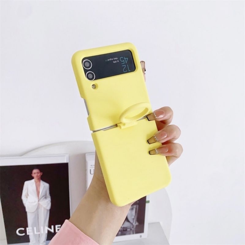 Ốp Z Flip 4 - Z Flip 3 - Z Flip3 - FLIP4 5G viền silicon màu pastel ngọt ngào kèm ring cầm tay dễ thương