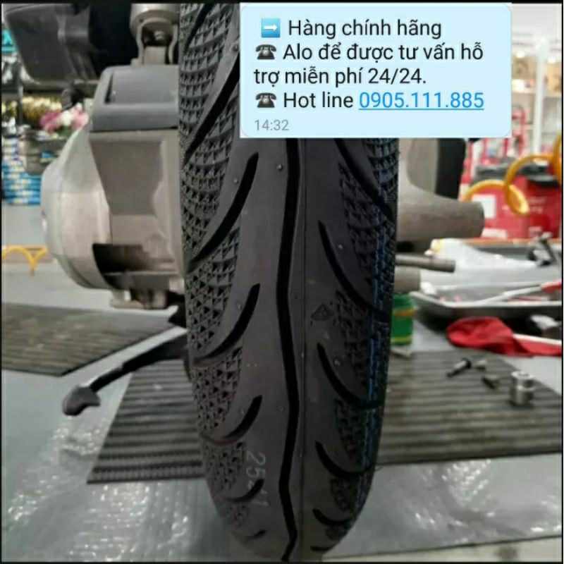 Lốp 80/90-14 134s trước Airblade/Vision/click/Vario 125 ko dùng săm Euromina.