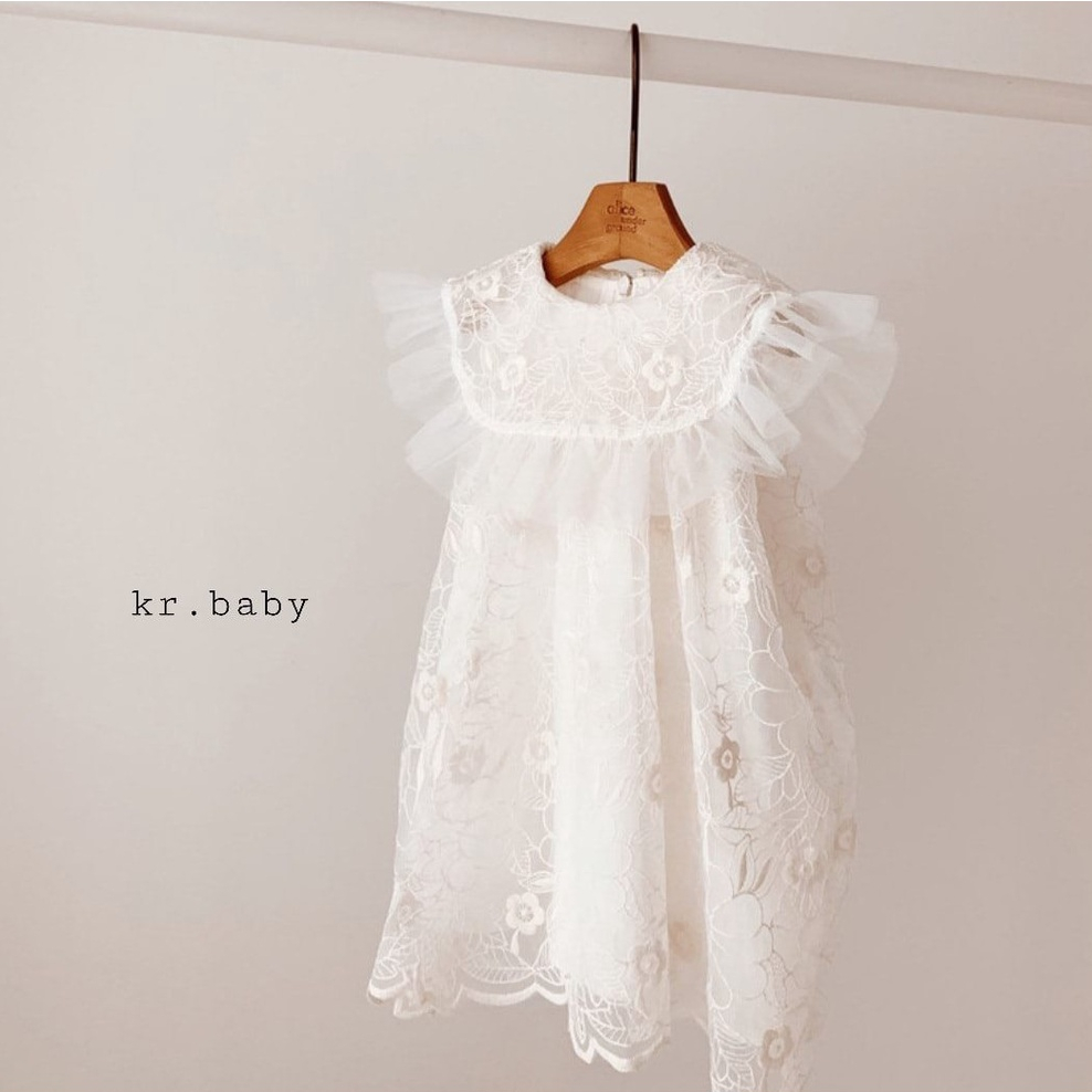 Váy sát nách ren hoa cao cấp LACLARTE thôi nôi , dự tiệc made in Korea cho bé gái thời trang trẻ em BABYKOREA