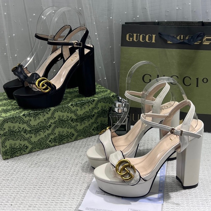Sandal cao gót gucci đế đúp gót trụ