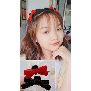 Gắp tóc nhí nơ nhung dễ thương