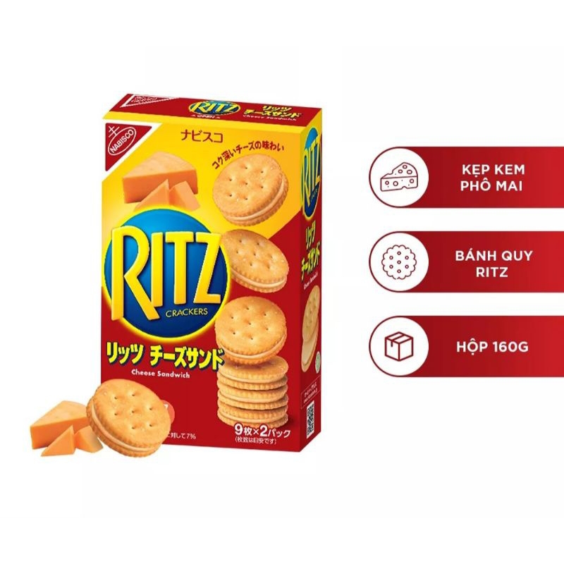 Bánh Quy RITZ Kẹp Kem Phô Mai 160g ( Hàng Xuất Khẩu Thị Trường Nhật)