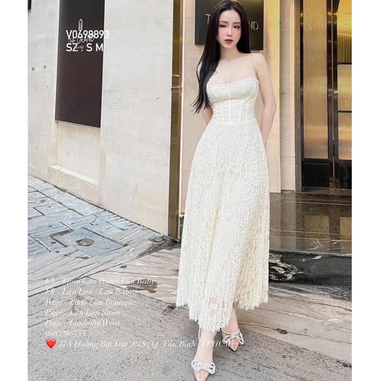Váy 2 dây ren xòe Dập ly tùng